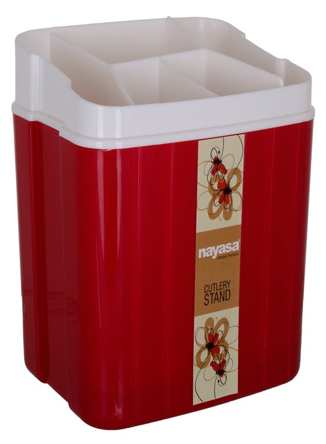 Nayasa Plastic Cutlery Stand | 1 Pieces | Spoon Fork Chopstick Storage Holder Box | Tableware Shelf Organazation Rack | Cutlery Drain Rack Organizer | Case for Kitchen | Storage stand | Red - Image 4